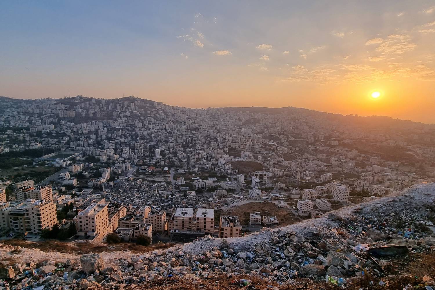 Sunset over Nablus city